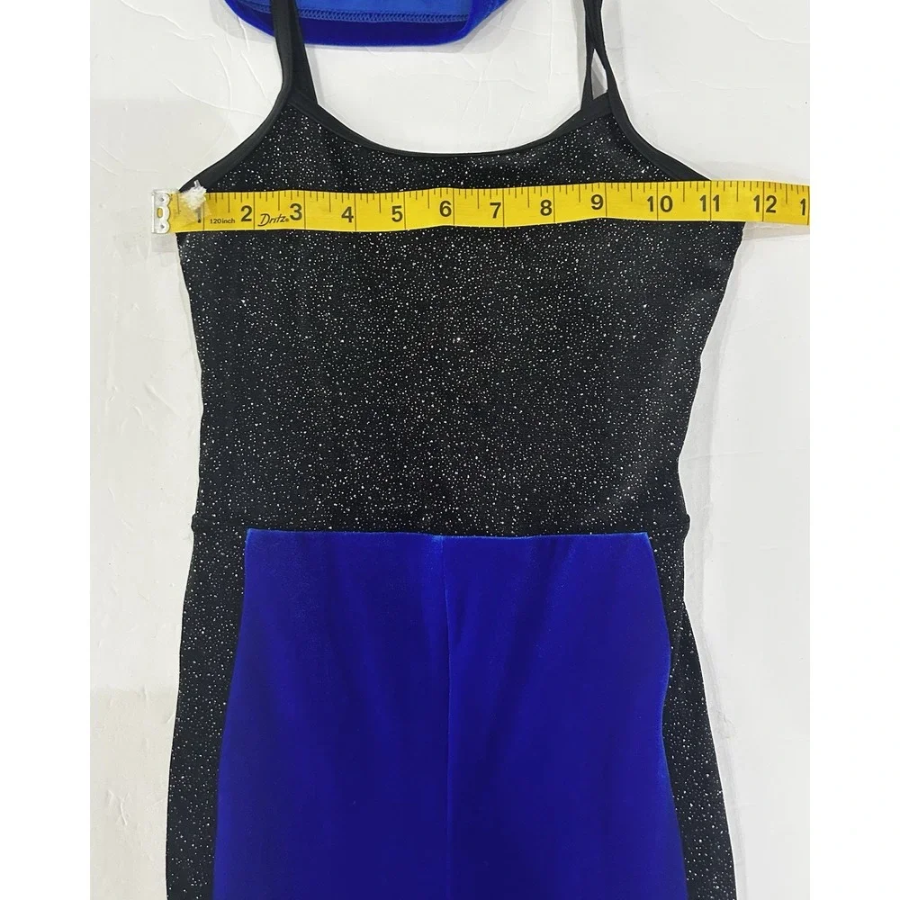 Weissman Showtime Die With A Smile 18232 Dance Costume Blue  Velvet Pantsuit MC